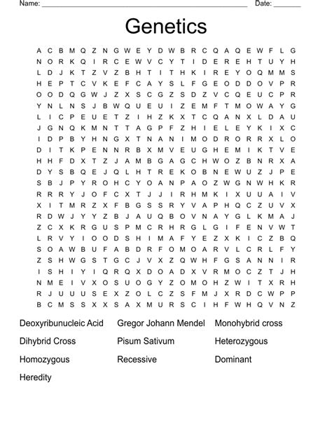 Genetics Word Search Wordmint