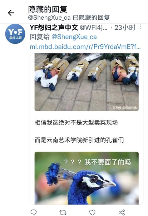 猫叔讲故事 On Twitter 这条推厉害了，不是因为拿几年前孔雀转运包装造谣很离谱，而是因为一共140条回复，被隐藏了70条🤣 Shengxue