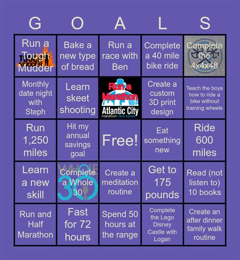 Goals Bingo Board Bingo Card