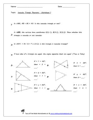 Isosceles Triangle Theorem Worksheet - Fill Online, Printable, Fillable, Blank | pdfFiller