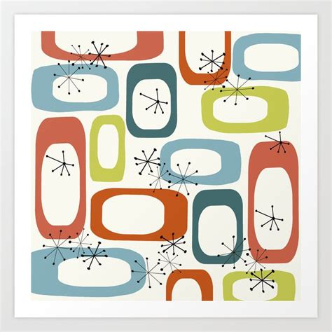 Mid Century Modern Shapes 1950s colors Art Print by MaHe`s Art Shop ...