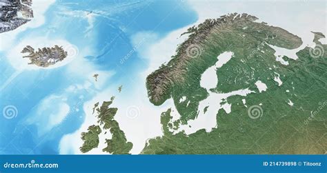 Mapa F Sico Da Escandin Via Do Norte Da Europa Ilustra O Stock