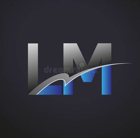 Letra Inicial Lm Logotype Nome Da Empresa Colorida Blue E Cinza Swoosh