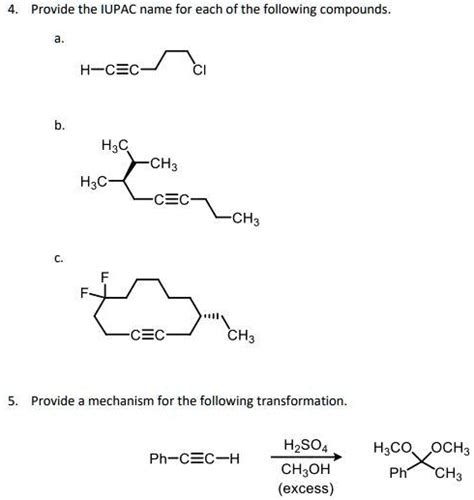 SOLVED Provide The IUPAC Name For Each Of The Following Compounds 1