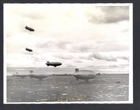 Org Wwii Navy Training Blimp Dirigible Fleet Photo