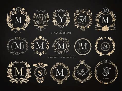 Colección De Plantillas De Logotipos De Monogramas De Bodas Foto Premium