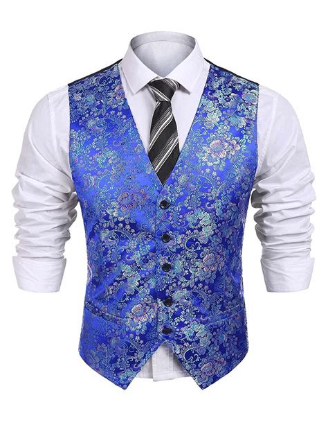 Mens Formal Paisley Dress Vests Dragon Graphic Fashion Waistcoat For