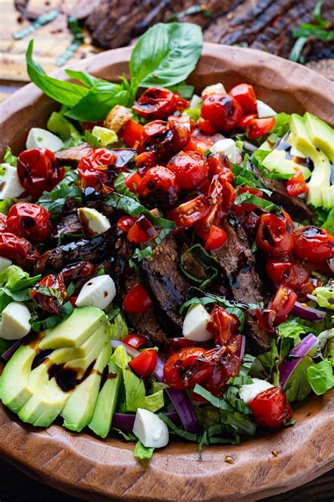 Balsamic Grilled Flank Steak Caprese Salad Recipe Steak Salad