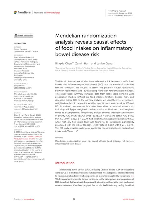 (PDF) Mendelian randomization analysis reveals causal effects of food ... 