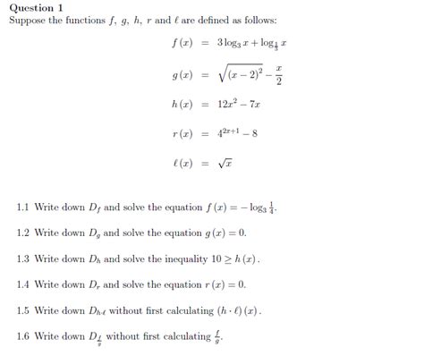 Solved Question 1 Suppose The Functions F G H Defined As