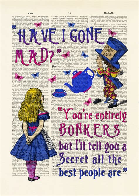 Alice In Wonderland And Mad Hatter Bonkers A4 Art Print Wall Etsy