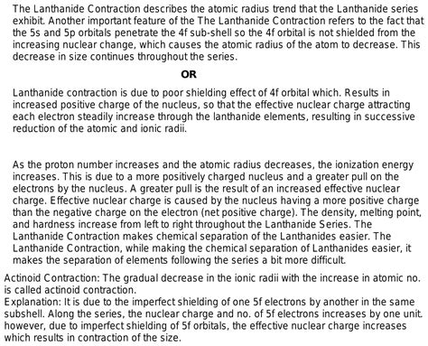 17. Lanthanoid contraction and actinoid contraction