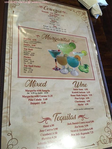 Menu at Del Sol Mexican Restaurant, Laurel