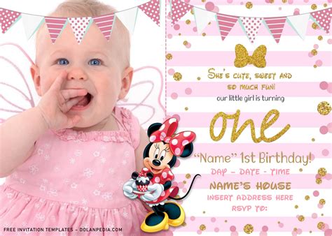 Minnie Mouse Invitation Template Pink And Gold Printable Word Searches