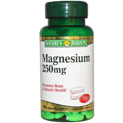 Magnesium 250mg 100 Caplets Source Natures Bounty Supplement Store