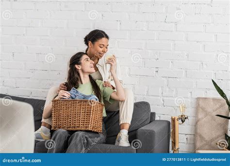 Joyful Lesbian Woman Holding Scented Candle Stock Image Image Of Beautiful Clean 277013811