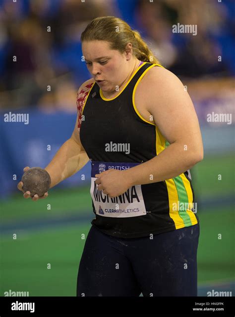 Womens Shot Put British Athletics Indoor Team Trials 2017 Stock Photo