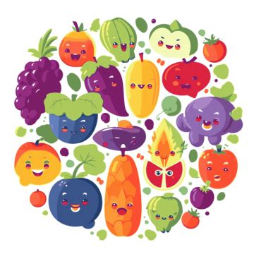 Fruits And Vegetables Clipart Fresh Cartoon Fruits And Vegetables In A