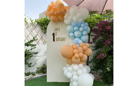 Blue Neutral Panel Backdrop Balloon Decor Rentals At Aed Hafla Uae