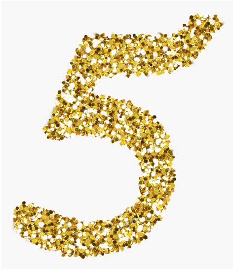 #5 #gold #glitter #sparkle - Gold Glitter 5 Transparent, HD Png ...