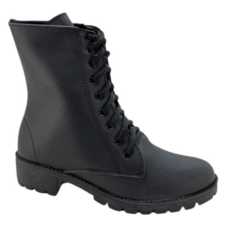 Bota Coturno Feminina Napa Preto Strax 063 Karina Calçados Moda