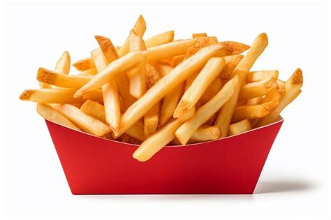 Premium Photo French Fries In A Red Carton Box Isolated On White