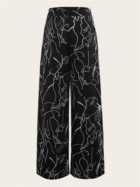 Shein Essnce Plus Graphic Print Belted Wide Leg Pants Shein Usa