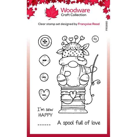 Woodware Craft Collection Clear Stamp Set Sewing Gnome Frs