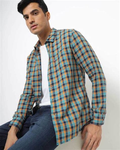 Buy Men Checked Slim Fit Shirt With Patch Pocket Online At Best Prices