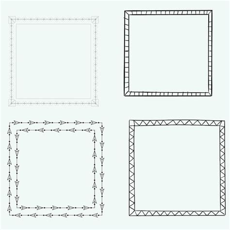 Uma coleção de nove molduras decorativas desenhadas à mão em vários