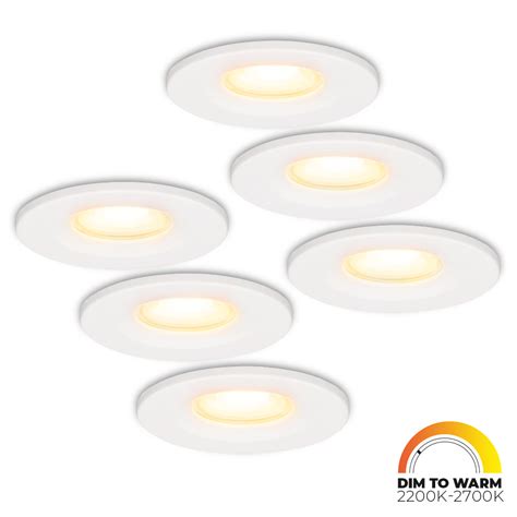 Set Of 6 Dimmable LED Downlight White Venezia 6 Watt 2200 2700K IP65