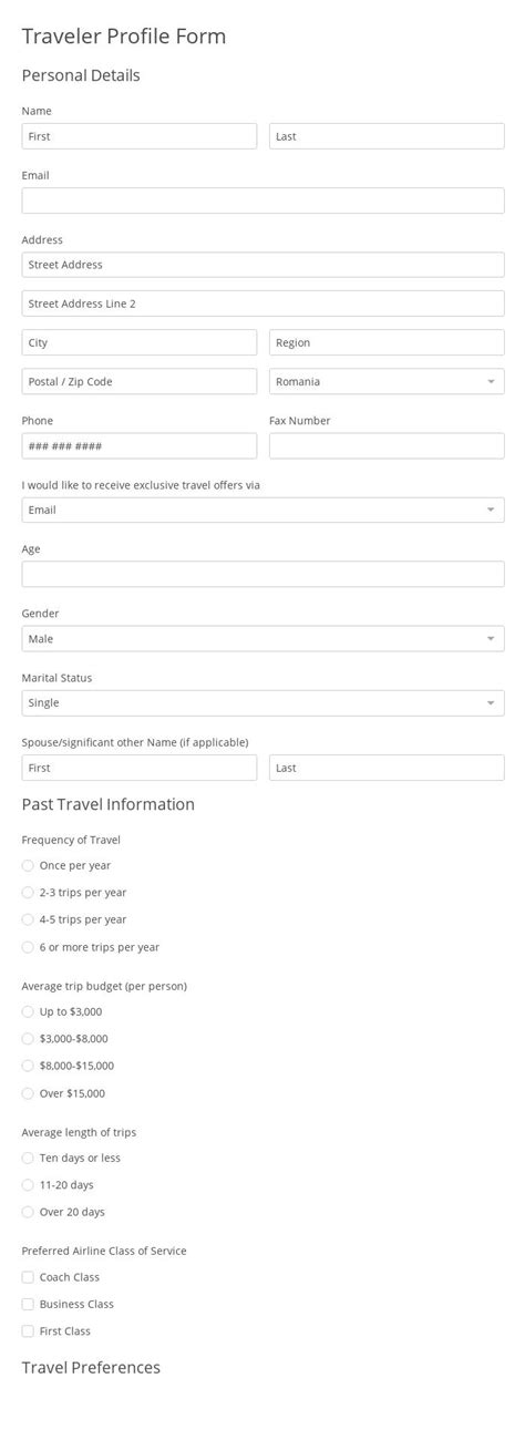 Traveller Profile Template