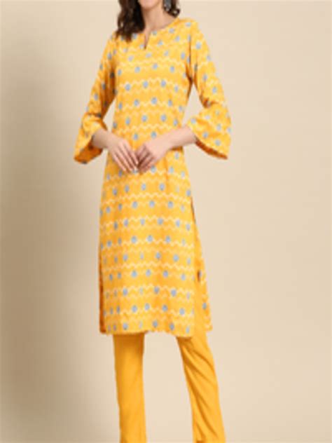 Buy Sangria Women Ethnic Motifs Printed Straight Kurta With Solid