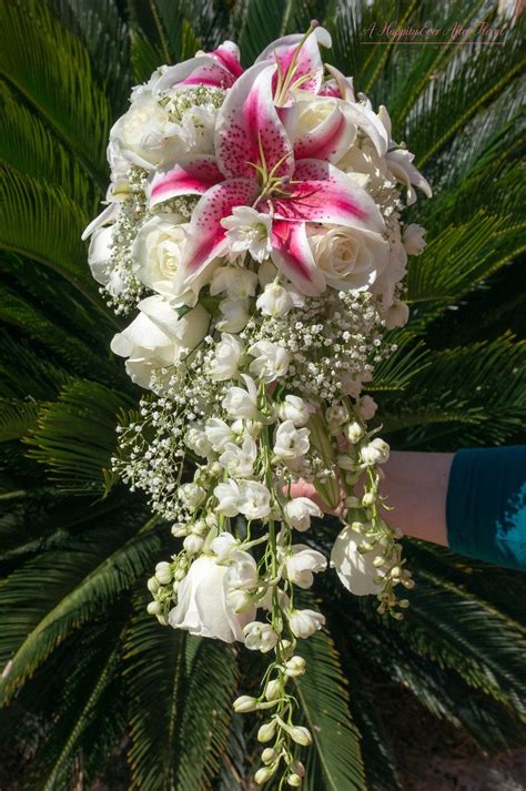 Stargazer Lily Roses Cascading Bouquet Stargazer Lily Wedding