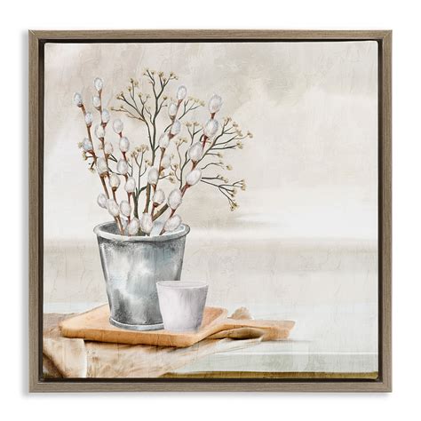 Lark Manor Pussy Willow Still Life Framed Floater Canvas Wall Art By