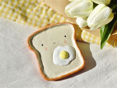 Fried Egg Bread Clay Tray Ceramic Bread Tray Toast Plate Etsy Latvia