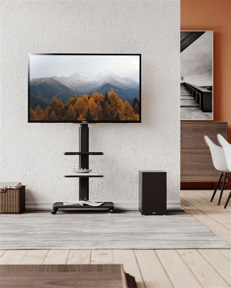 Fitueyes Mobile TV Stand With Wheels Tall TV Floor Stand Cart With