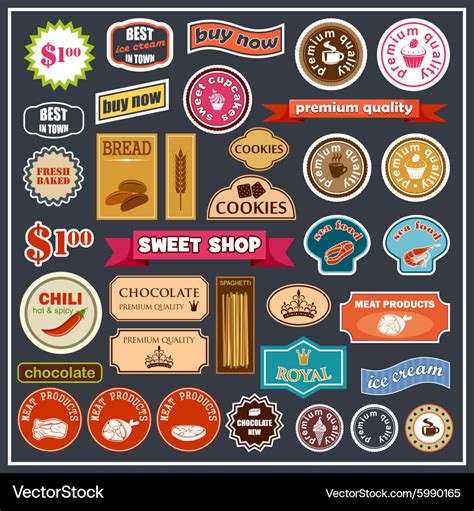 Set of labels and stickers for food Royalty Free Vector