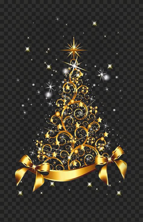 Christmas Sparkle Gold Tree Illustration Design | Citypng