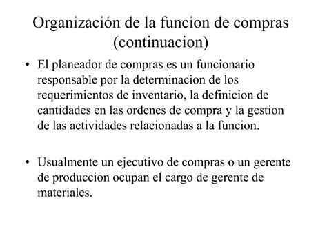 Organización de la funcion de compras continuacion ppt Descarga Gratuita