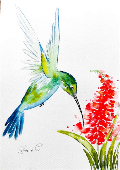 Hummingbird Watercolor Painting Original Wall Art - Etsy