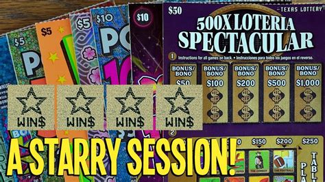 A STARRY SESSION 50 500X Loteria 160 TEXAS LOTTERY Scratch Offs