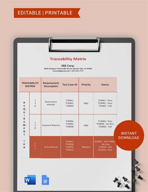 Matrix Templates In Word Free Download