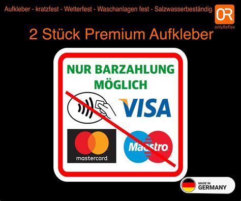 St Ck Nur Barzahlung M Glich Aufkleber