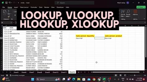 Difference Between Lookup Vlookup Hlookup Xlookup Function In Excel Youtubevideo Yt Youtube