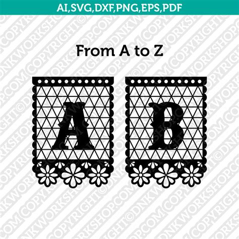 Papel Picado Letter Font Alphabet Lettering Svg Cut File Cricut Clipart