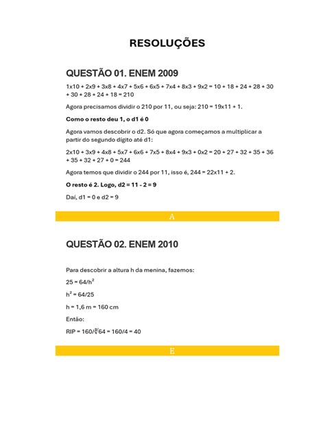 Enem Questões Resolvidas