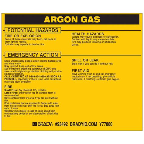 Argon Gas, 3 3/4 in Ht, Label - 20TH60|93492 - Grainger