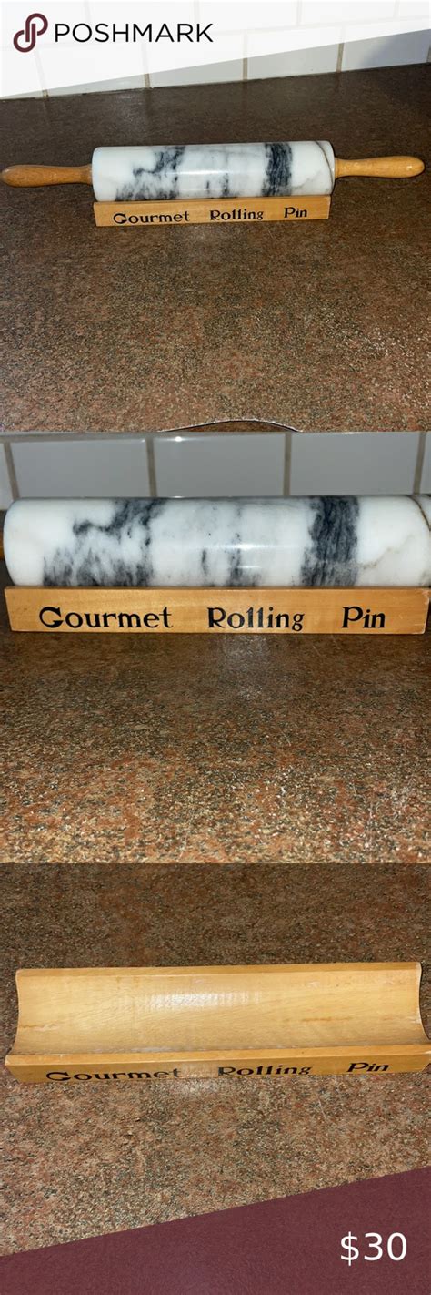 Marble gourmet rolling pin with stand