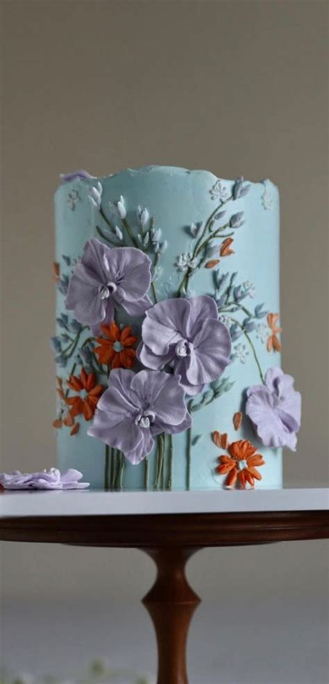 43 Cute Buttercream Flower Cake Ideas Burnt Orange Lavender Colour